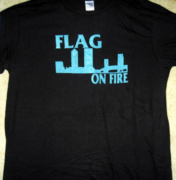 FLAG ON FIRE "Blue Logo" T-Shirt (Large)